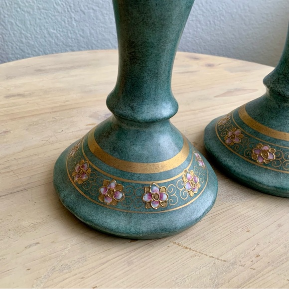 Decorative Porcelain Candlestick Holders, Set of 2 - Picture 3 of 4